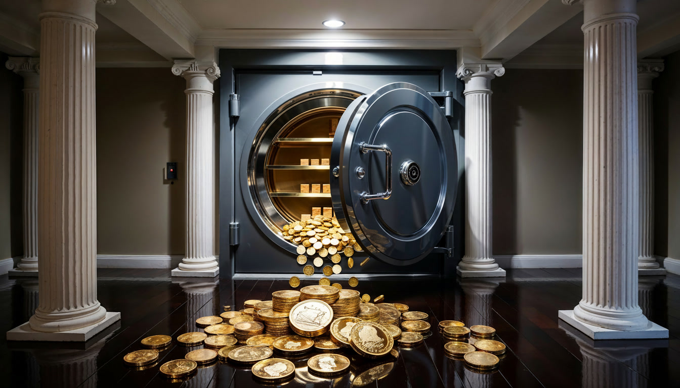 Bank Vault with Gold Coins
